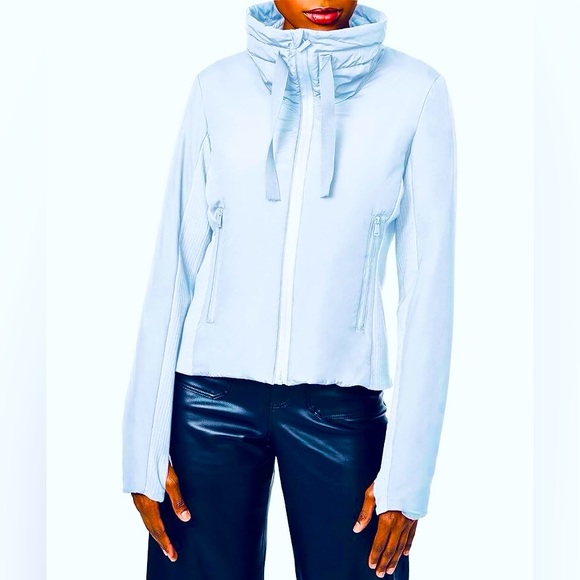 NWOT powder blue bernardo lightweight fall winter mock neck pastel puffer jacket - Picture 1 of 8